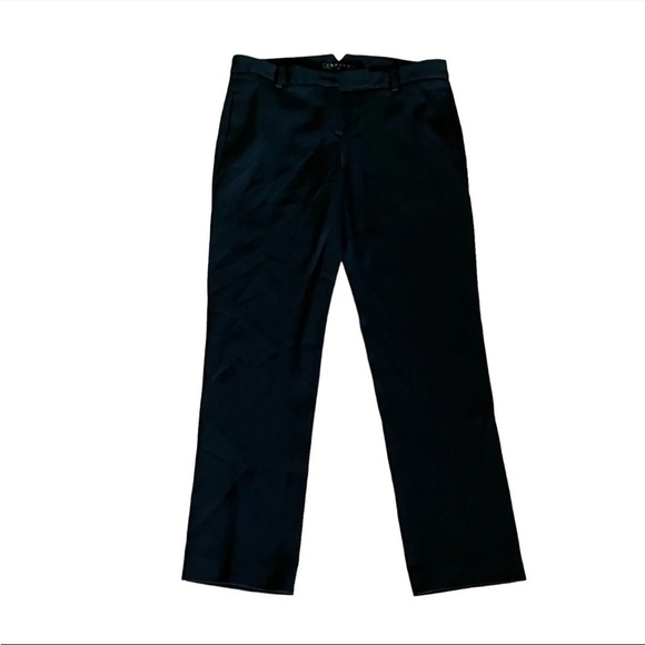 Theory Black Wool Blend Mid Rise Dress Pant Trouser 90771213 Straight Leg 6 Crop - Picture 1 of 9